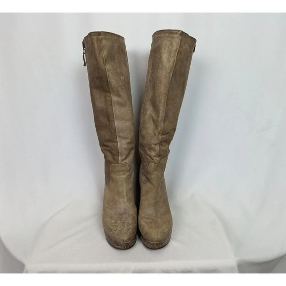 Vintage Y2K Steven by Steve Madden 10 M Leather Tall Riding Boots Wedge Heels - Picture 2 of 15